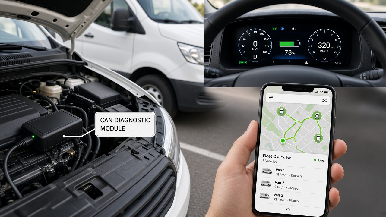 Vehicle telematics module and fleet map